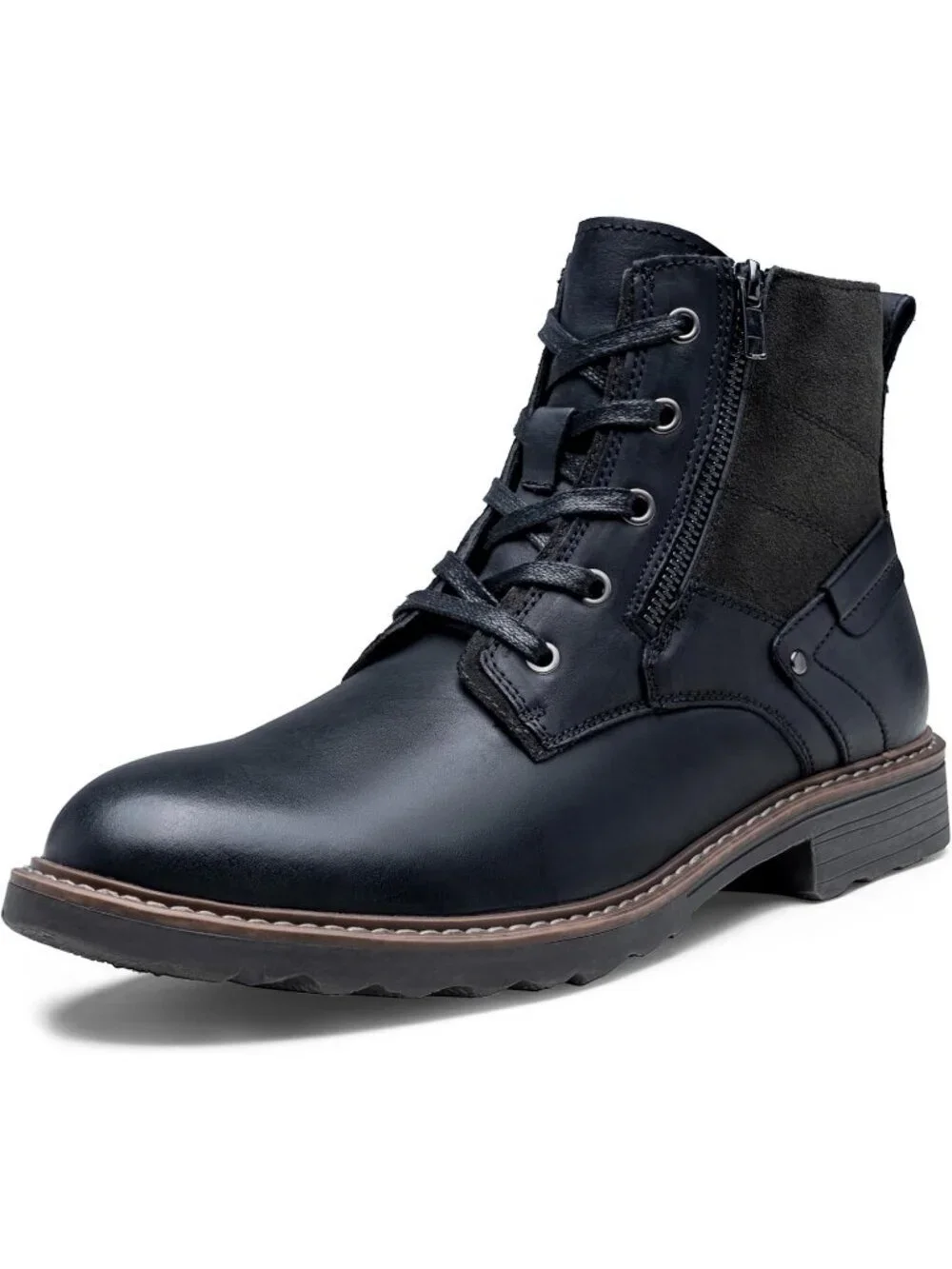 Men's Black Leather Casual Boots Zipper Chukka Boots
